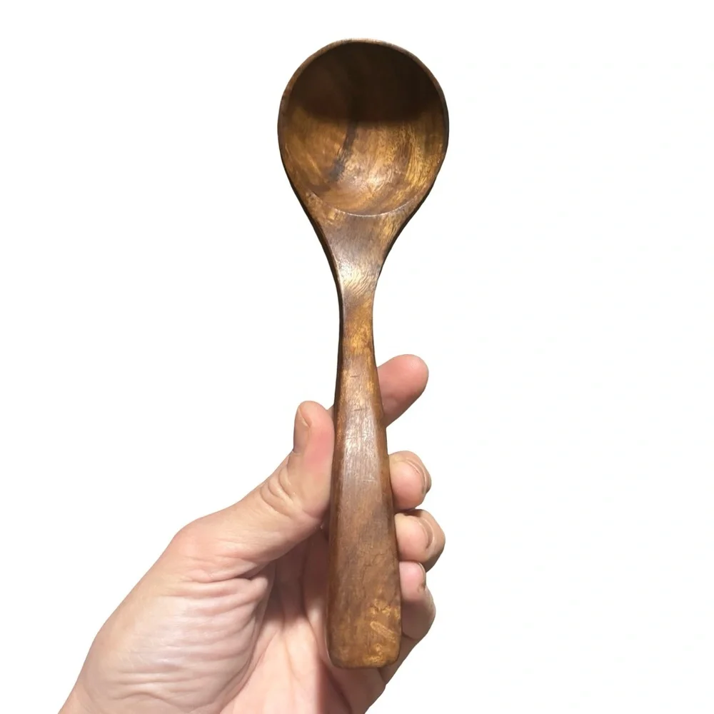 Handcrafted Wooden Serving Ladle - Brown